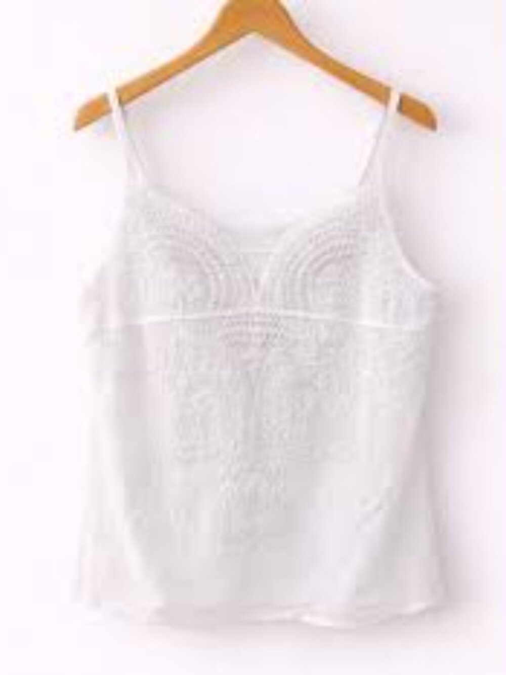 White Embroidered Lace-Trim Camisole Top